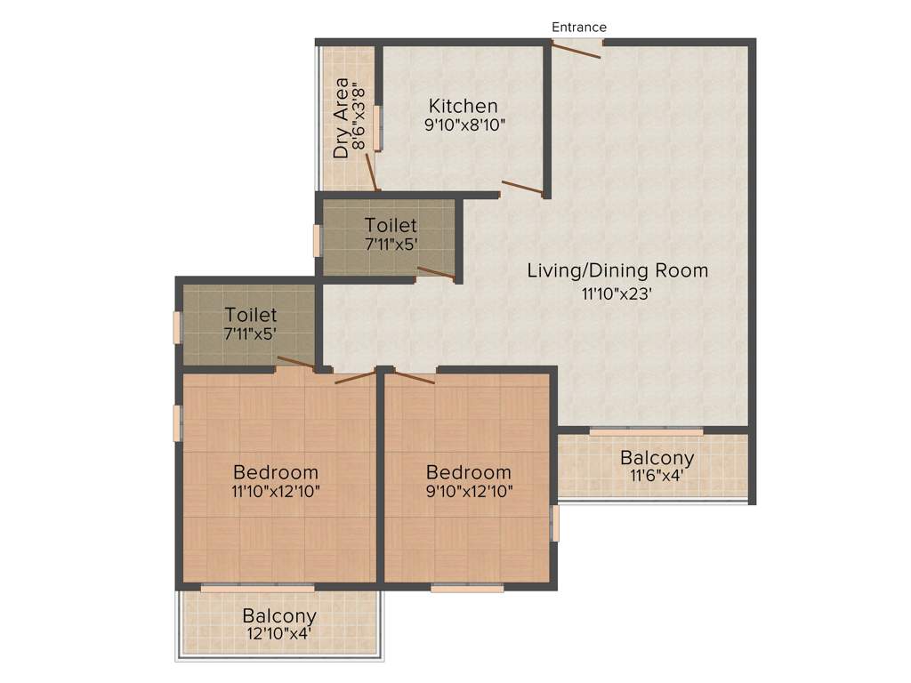 Olive Celestina (2BHK+2T (1,260 sq ft) 1260 sq ft)