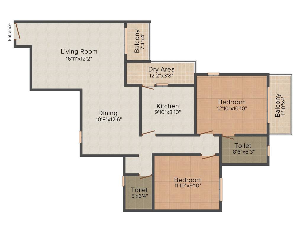 Olive Celestina (2BHK+2T (1,290 sq ft) 1290 sq ft)