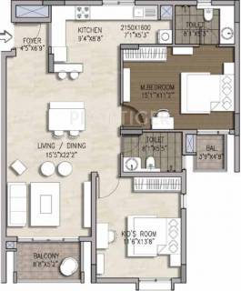 1320 Sq Ft 2 Bhk Floor Plan Image Brigade Group Mountain View