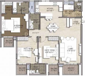 1860 Sq Ft 3 Bhk Floor Plan Image Brigade Group Mountain View