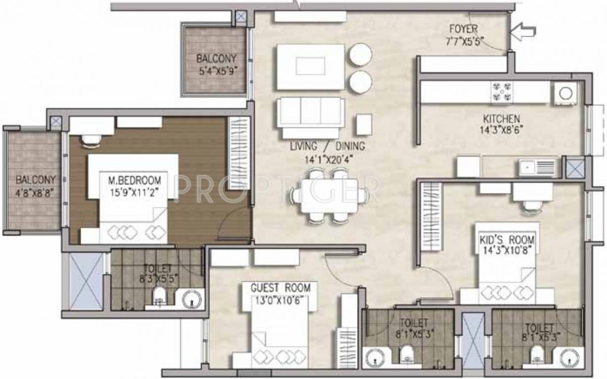 Brigade Mountain View (3BHK+3T (1,620 sq ft) 1620 sq ft) Brigade Mountain View (3BHK+3T (1,620 sq ft) 1620 sq ft)