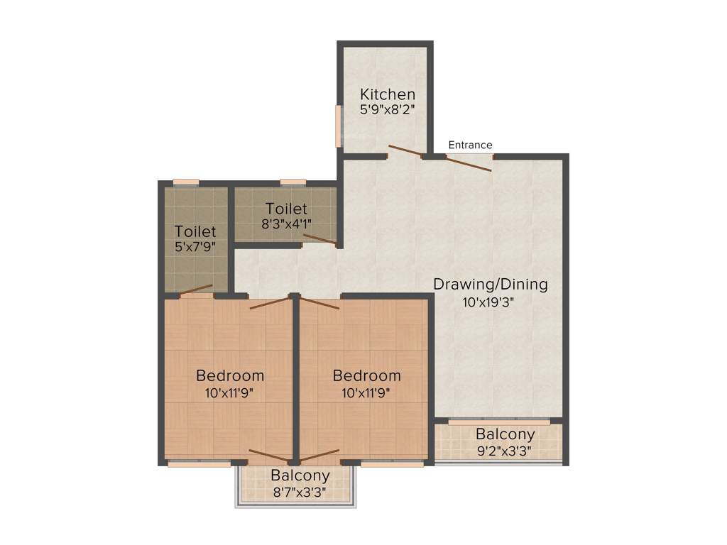 Ganguly 4 Sight Maple (2BHK+2T (1,096 sq ft) 1096 sq ft)