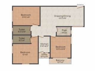 Ganguly 4 Sight Maple (3BHK+2T (1,421 sq ft) + Pooja Room 1421 sq ft) Ganguly 4 Sight Maple (3BHK+2T (1,421 sq ft) + Pooja Room 1421 sq ft)