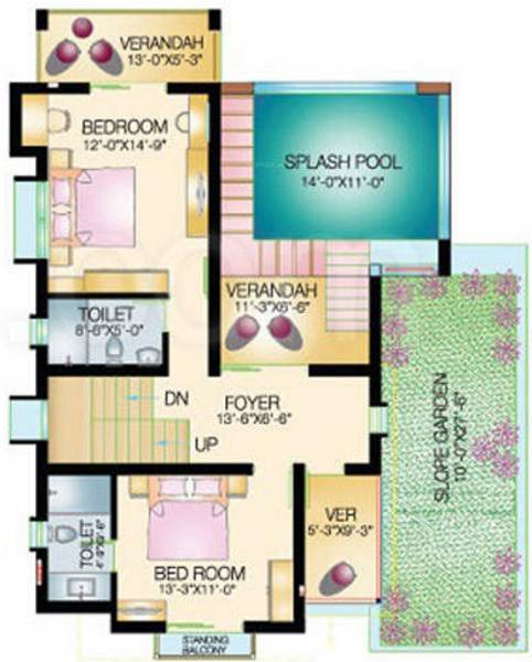 India Green Reality Sobuj Potro First Floor Plan (4BHK+4T (4,042 sq ft) + Pooja Room 4042 sq ft)