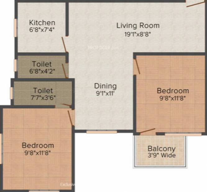 Envision Udaya Residency (2BHK+2T (964 sq ft) 964 sq ft)