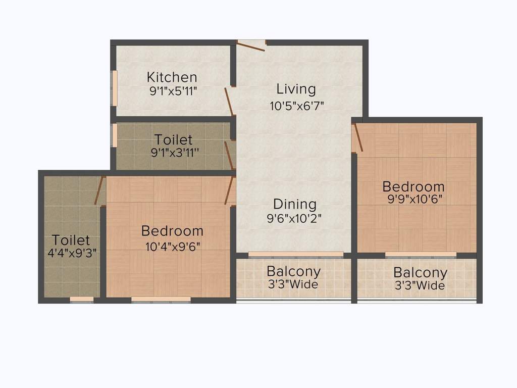 KIC Kadambari (2BHK+2T (795 sq ft) 795 sq ft)