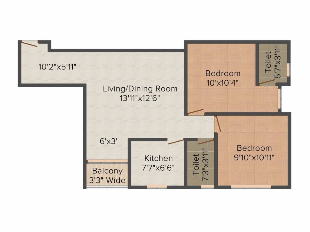 KIC Kadambari (2BHK+2T (875 sq ft) 875 sq ft)