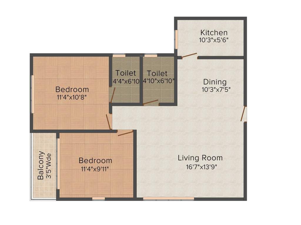 KIC Kadambari (2BHK+2T (1,010 sq ft) 1010 sq ft)