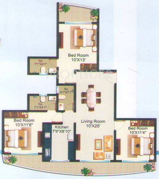 DLH Darpan (3BHK+3T (1,250 sq ft) 1250 sq ft)