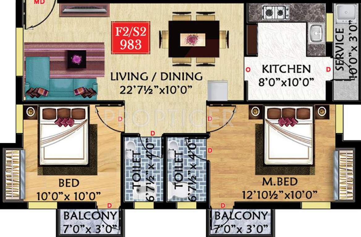 Sudhir Gyan Namo (2BHK+2T (983 sq ft) 983 sq ft)