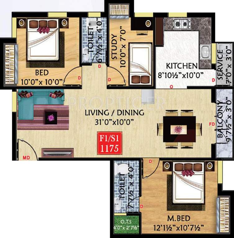Sudhir Gyan Namo (2BHK+2T (1,175 sq ft)   Study Room 1175 sq ft)