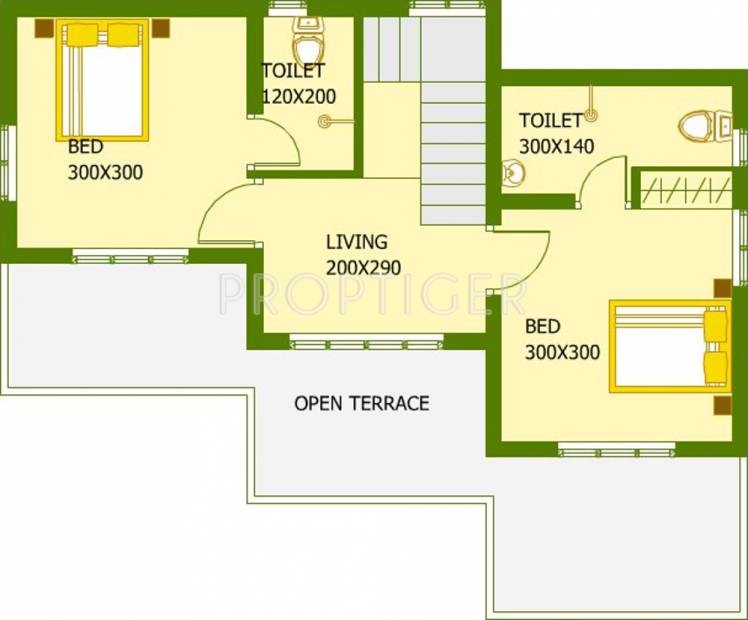 Jewel Green Courtyard Floor Plan (3BHK+3T (1,100 sq ft) 1100 sq ft)