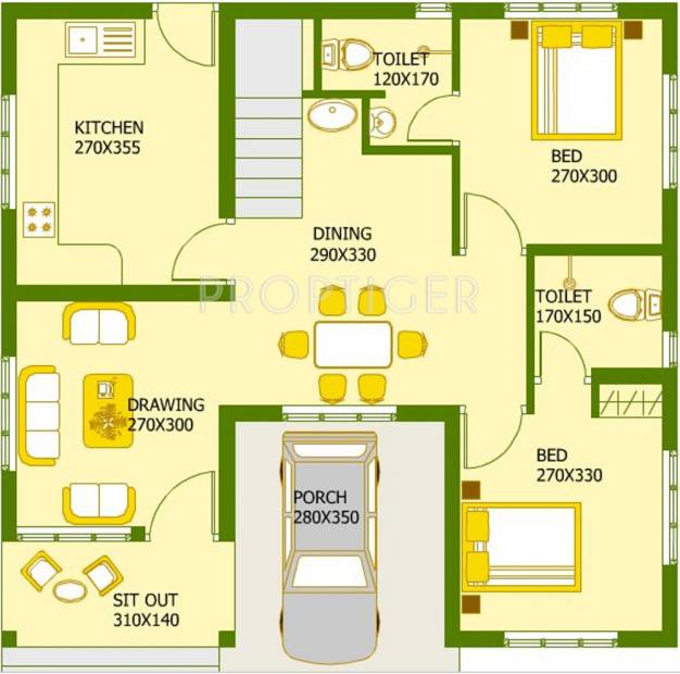 Jewel Green Courtyard Floor Plan (4BHK+4T (1,350 sq ft) 1350 sq ft)