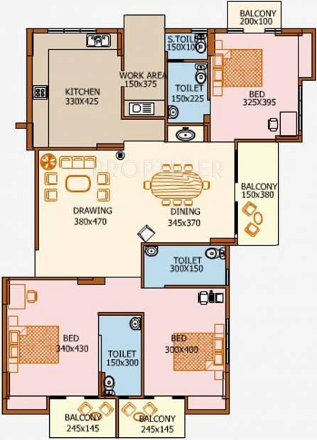 Jewel Highdelberg Floor Plan (3BHK+3T (1,770 sq ft) 1770 sq ft)