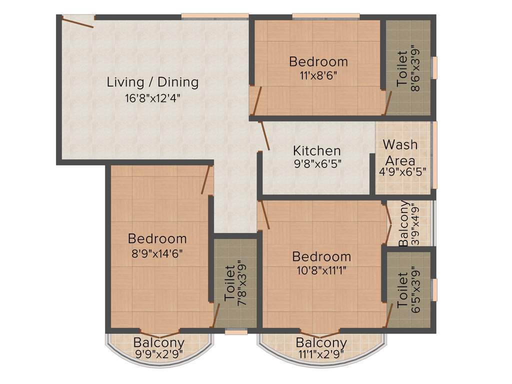 AC Geeyem Enclave (3BHK+3T (1,187 sq ft) 1187 sq ft)