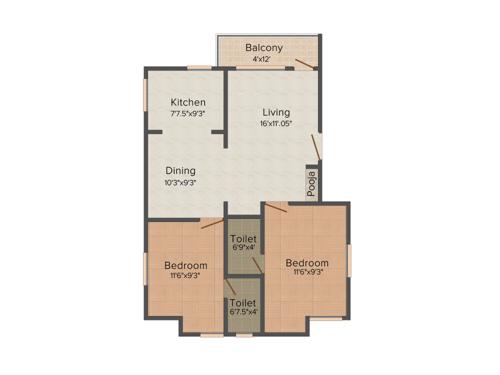 Himayam Fenbreeze Apartments (2BHK+2T (1,080 sq ft) 1080 sq ft)