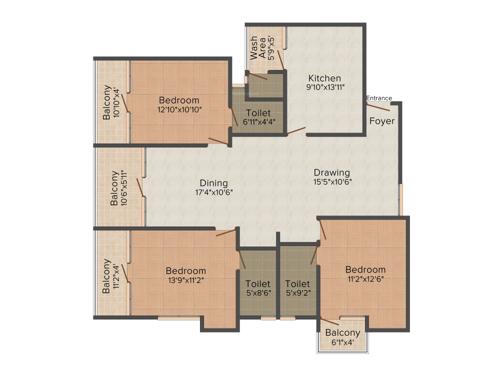 Jewel River Woods (3BHK+4T (1,775 sq ft) 1775 sq ft)