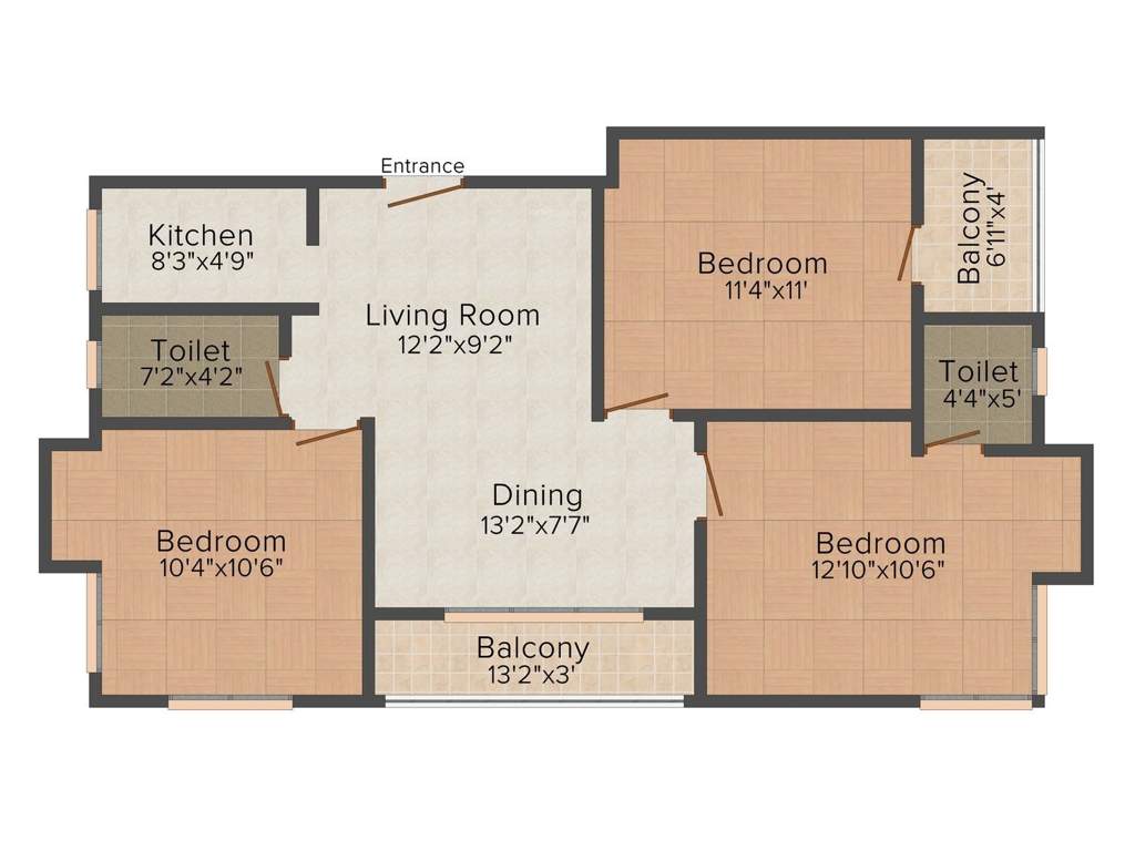 Dreamlight ONI Shelter (3BHK+2T (1,250 sq ft)   Study Room 1250 sq ft)