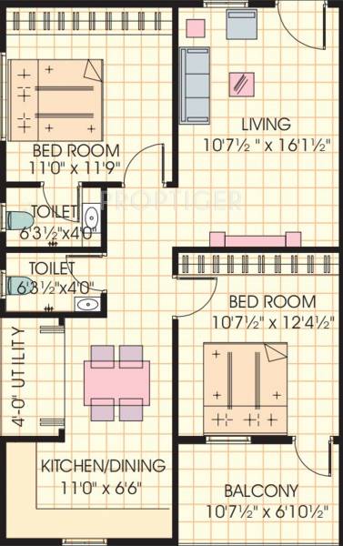 Blu Mourya (2BHK+2T (1,060 sq ft) 1060 sq ft)