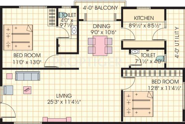 Blu Mourya (2BHK+2T (1,265 sq ft) 1265 sq ft)