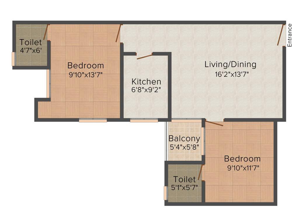 Jewel Pristine Greens (2BHK+2T (884 sq ft) 884 sq ft)
