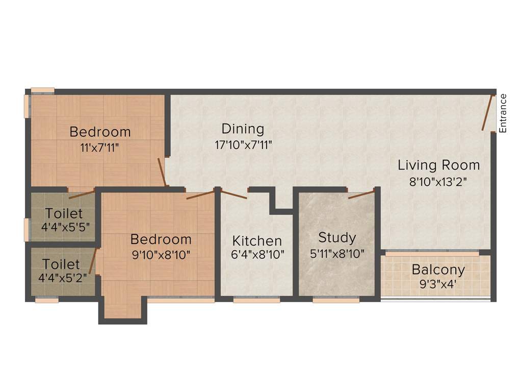 Jewel Pristine Greens (2BHK+2T (886 sq ft) + Study Room 886 sq ft)