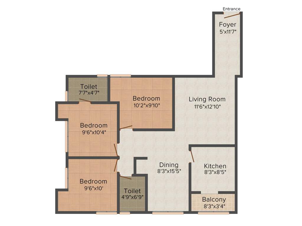 Jewel Pristine Greens (3BHK+2T (1,160 sq ft) 1160 sq ft)