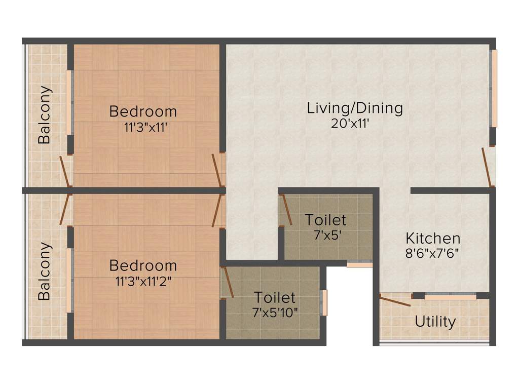 Sree Nandi Park Residency (2BHK+2T (1,015 sq ft) 1015 sq ft)