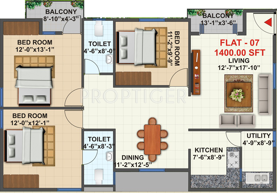 Shivashakthi Orchids (3BHK+2T (1,400 sq ft) 1400 sq ft)