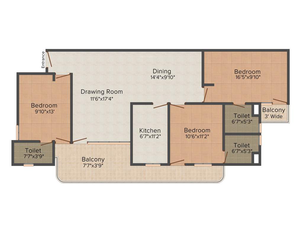 Amarnath Aggarwal Amravati Apartments 3BHK+3T (1,471 sq ft)
