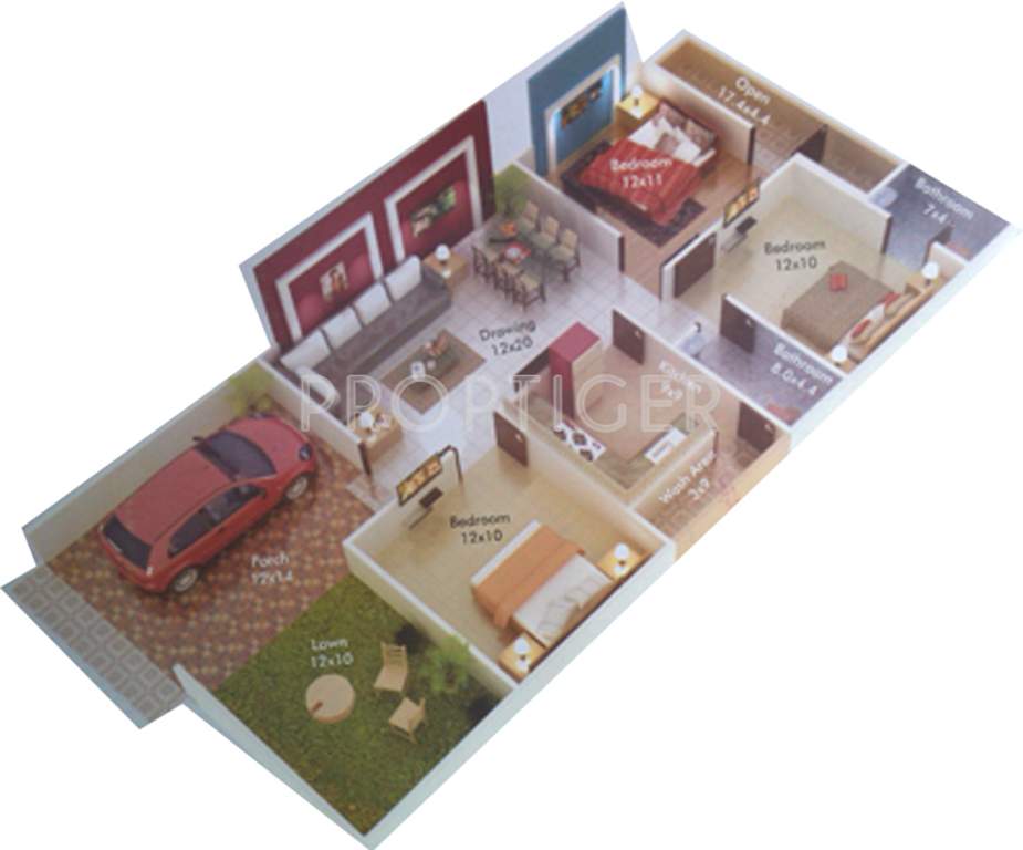 Shrishti Shree Dham Residency (3BHK+2T (1,250 sq ft) 1250 sq ft)