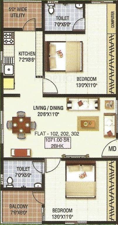 SBC Sansu Regency (2BHK+2T (1,071 sq ft) 1071 sq ft) SBC Sansu Regency (2BHK+2T (1,071 sq ft) 1071 sq ft)