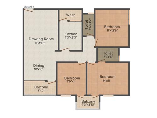 Ishaan Builders and Developer Park 3BHK+2T (1,288 sq ft)