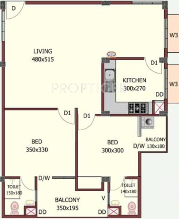 Jewel Nexus (2BHK+2T (877 sq ft) 877 sq ft)