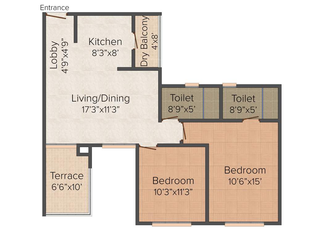Kohinoor Falcon (2BHK+2T (1,043 sq ft) 1043 sq ft)