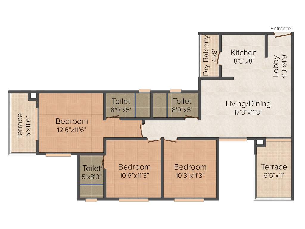 Kohinoor Falcon (3BHK+3T (1,373 sq ft) 1373 sq ft)