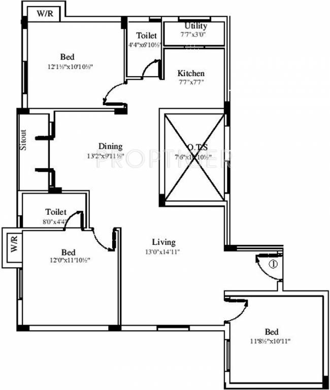 Marutham Royal Woods (3BHK+2T (1,428 sq ft) 1428 sq ft)