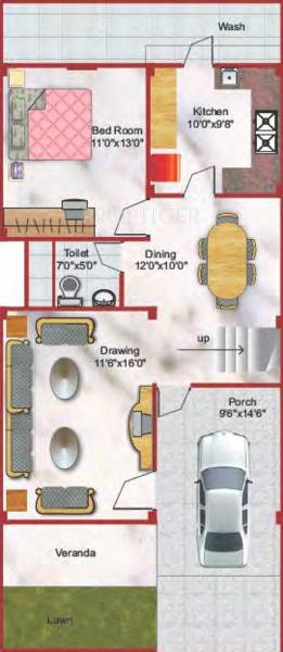 Ishaan Builders and Developer Park Villa Floor Plan (3BHK+3T)