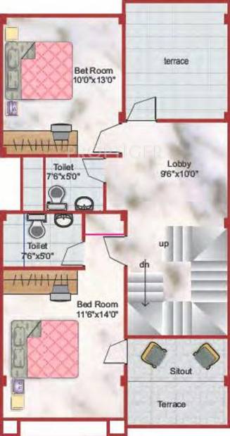 Ishaan Builders and Developer Park Villa Floor Plan (3BHK+3T)
