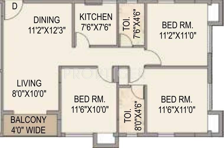 Mounthill The Pyramid (3BHK+2T (1,322 sq ft) 1322 sq ft)