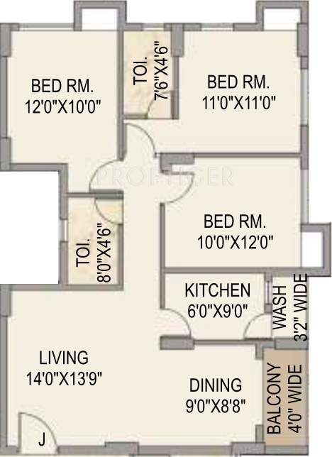 Mounthill The Pyramid (3BHK+2T (1,416 sq ft) 1416 sq ft)