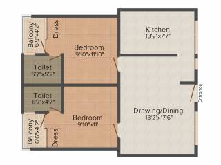 Jewel Ridge View (2BHK+2T (940 sq ft) 940 sq ft)