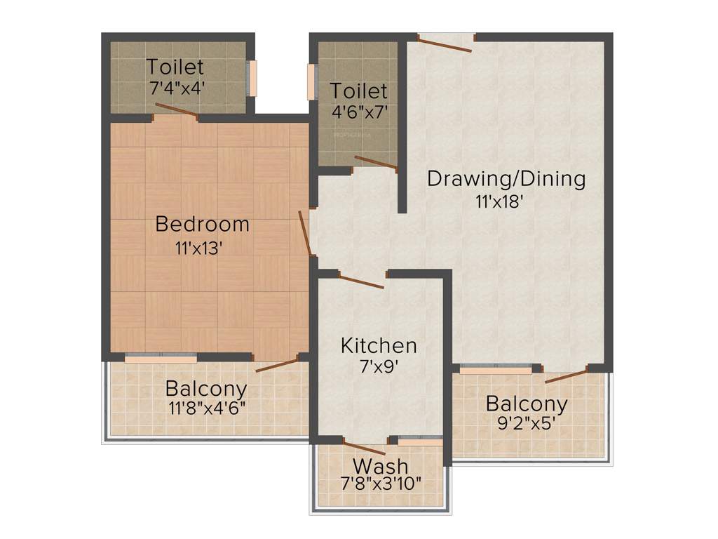 Rai Homes Universal Pink City Phase 2 1BHK+1T (835 sq ft)