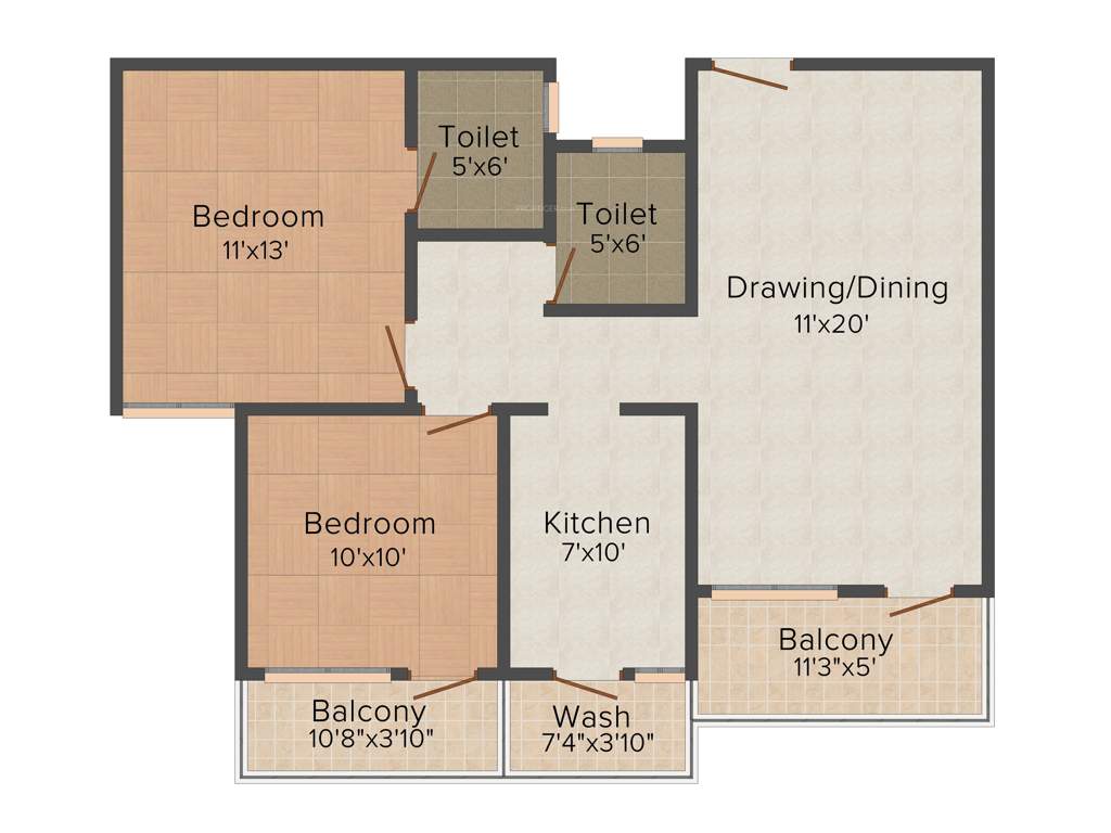 Rai Homes Universal Pink City Phase 2 2BHK+2T (1,134 sq ft)