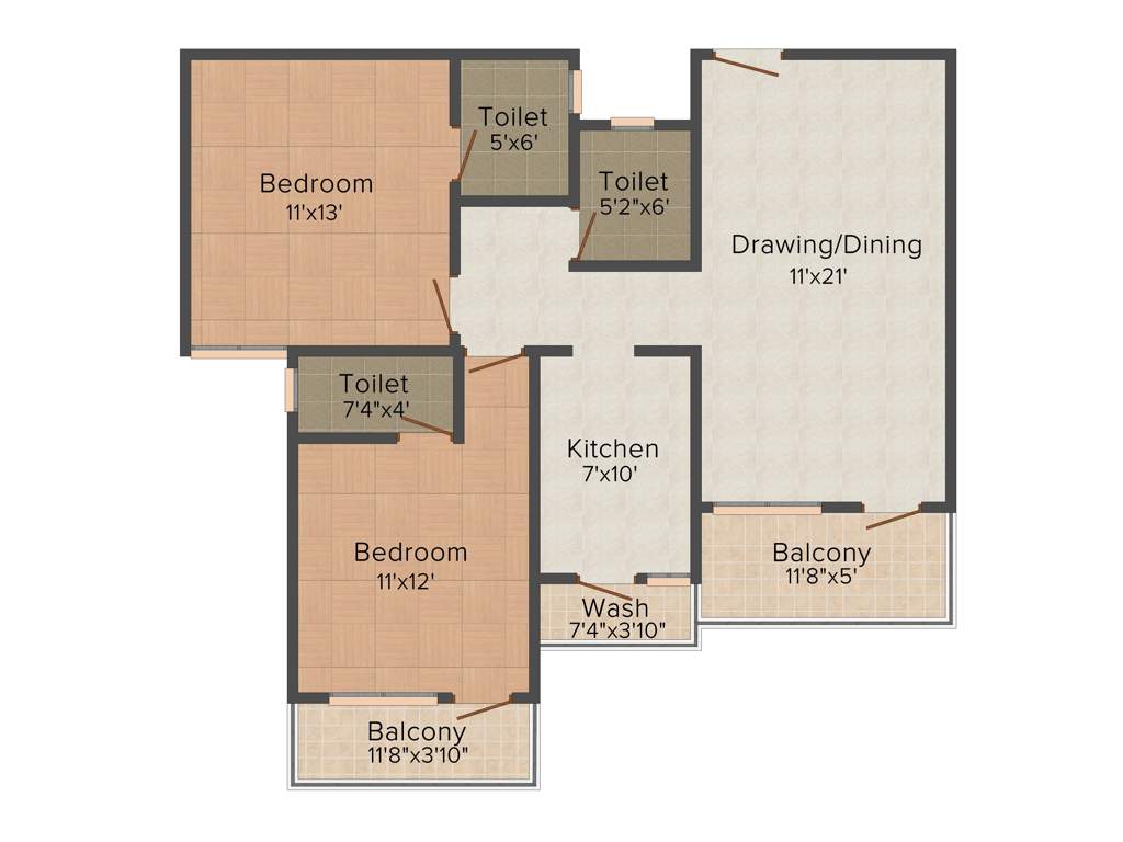 Rai Homes Universal Pink City Phase 2 2BHK+2T (1,352 sq ft)