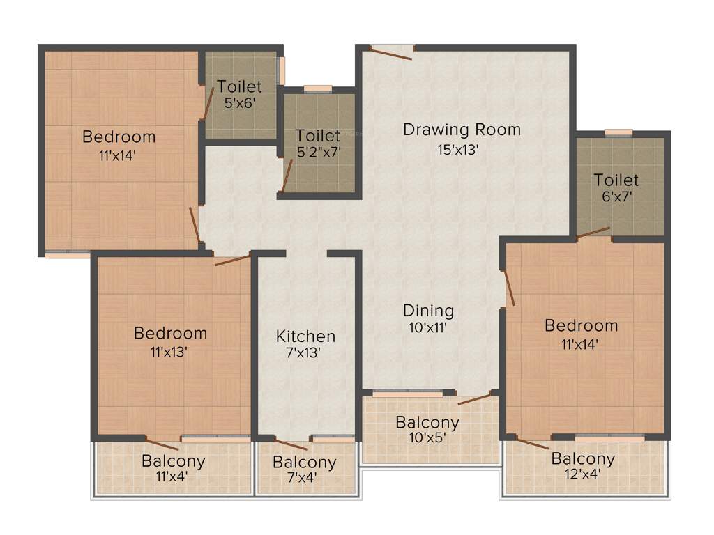 Rai Homes Universal Pink City Phase 2 3BHK+3T (1,573 sq ft)