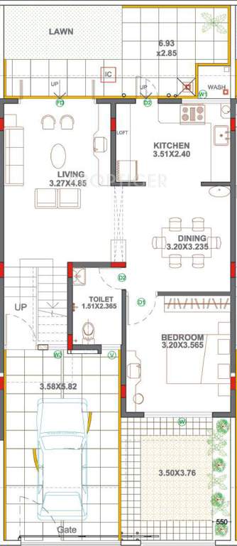 Nagpal Meadows Uptown Row Houses Floor Plan (3BHK+3T (1,690 sq ft) 1690 sq ft)