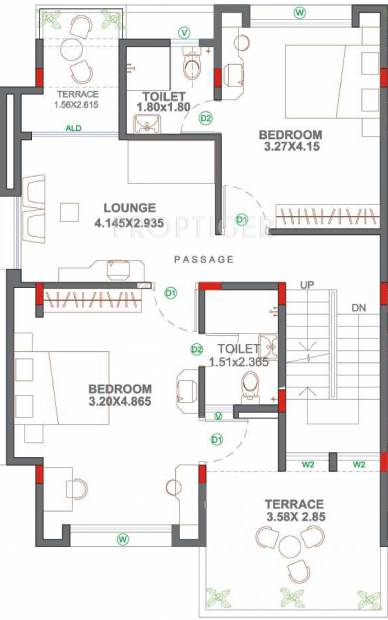 Nagpal Meadows Uptown Row Houses Floor Plan (3BHK+3T (1,775 sq ft) 1775 sq ft)