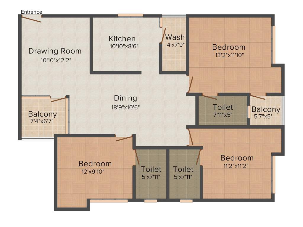 Jewel Crest View (3BHK+3T (1,430 sq ft) 1430 sq ft)