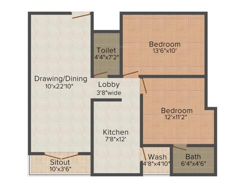 Maa Kanha Heights (2BHK+2T (1,141 sq ft) 1141 sq ft)